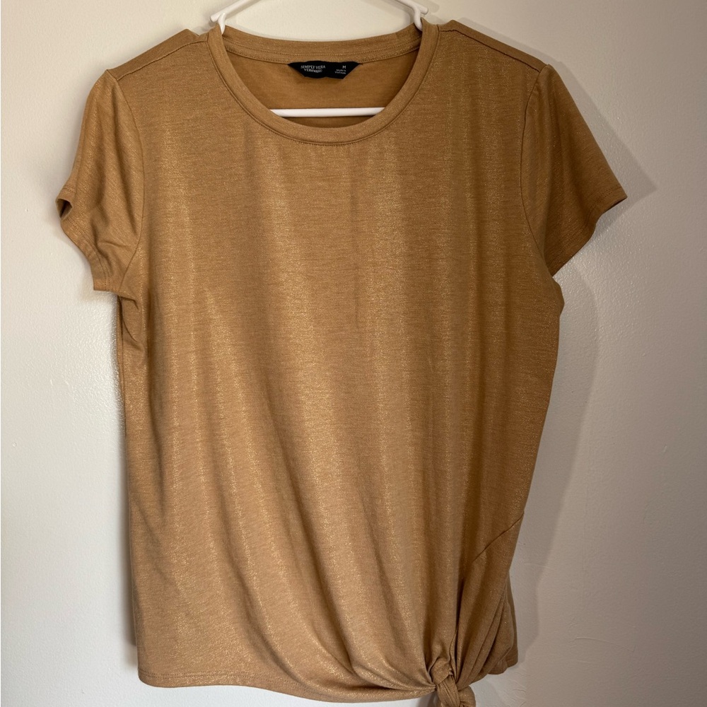 Simply Vera Vera Wang shiner gold Knot-Front Tee